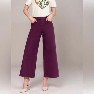 Johnny Was Purple Mademoiselle Wide Leg Jean Size 28